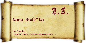 Nanu Beáta névjegykártya